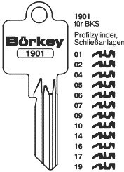 Afbeelding van Borkey 1901 5 Cilindersleutel voor BKS