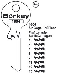 Afbeelding van Borkey 1904 1 Cilindersleutel voor GEGE