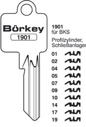 Afbeelding van Borkey 1901 10 Cilindersleutel voor BKS