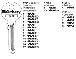 Afbeelding van Borkey 1755L 5 Cilindersleutel voor PFAFFENHAIN