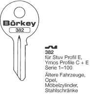 Afbeelding van Borkey 382 Cilindersleutel voor YMOS C,E