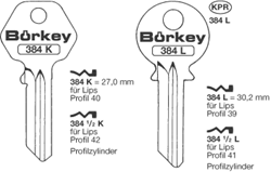 Afbeelding van Borkey 384K Cilindersleutel voor LIPS 40 26,3