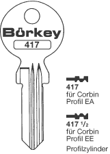 Afbeelding van Borkey 417½ Cilindersleutel voor CORBIN EE