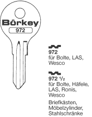 Afbeelding van Borkey 972½ Cilindersleutel voor LAS, WESCO