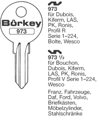 Afbeelding van Borkey 973½ Cilindersleutel voor LAS, WESCO