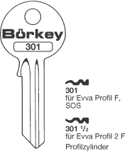 Afbeelding van Borkey 301½ Cilindersleutel voor EVVA 2F