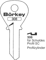 Afbeelding van Borkey 308 Cilindersleutel voor SCHULDES SC