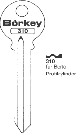 Afbeelding van Borkey 310 Cilindersleutel voor BERTO, STAHL