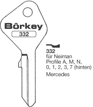 Afbeelding van Borkey 332 Cilindersleutel voor NEIM.A,O ETC