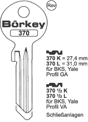 Afbeelding van Borkey 370K Cilindersleutel voor BKS Y. GA NS