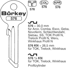 Afbeelding van Borkey 576 Cilindersleutel voor TOK N ETC.