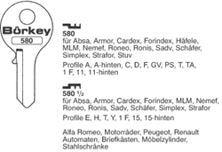 Afbeelding van Borkey 580½ Cilindersleutel voor RONIS 15 ETC