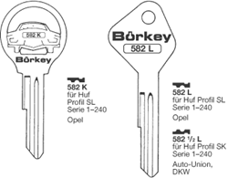Afbeelding van Borkey 582L Cilindersleutel voor HUF SL OPEL