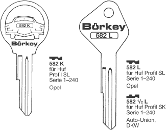Afbeelding van Borkey 582L Cilindersleutel voor HUF SL OPEL