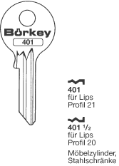 Afbeelding van Borkey 401½ Cilindersleutel voor LIPS 20