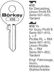 Afbeelding van Borkey 410½ Cilindersleutel voor UNION RL,RM