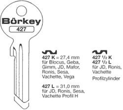 Afbeelding van Borkey 427½L Cilindersleutel voor RONIS ETC.