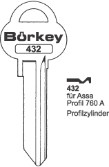 Afbeelding van Borkey 432 Cilindersleutel voor ASSA 760A