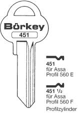 Afbeelding van Borkey 451½ Cilindersleutel voor ASSA 560 F