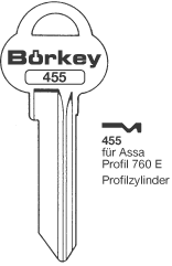 Afbeelding van Borkey 455 Cilindersleutel voor ASSA 760 E