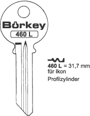 Afbeelding van Borkey 460½K Cilindersleutel voor Z.I. 27,8 NS