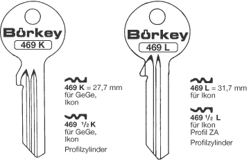 Afbeelding van Borkey 469½K Cilindersleutel voor Z.I. 28,2 NS