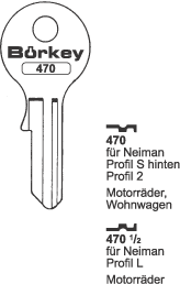 Afbeelding van Borkey 470½ Cilindersleutel voor NEIMAN L