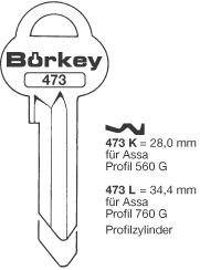 Afbeelding van Borkey 473K Cilindersleutel voor ASSA 560 G