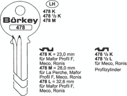 Afbeelding van Borkey 478L Cilindersleutel voor RONIS ETC.
