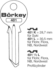 Afbeelding van Borkey 481½L Cilindersleutel voor FLOHR