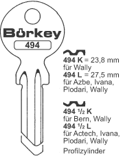 Afbeelding van Borkey 494K Cilindersleutel voor WALLY 23,8