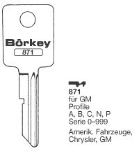 Afbeelding van Borkey 871 Cilindersleutel voor GM C