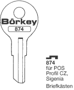 Afbeelding van Borkey 874 Cilindersleutel voor POS CZ