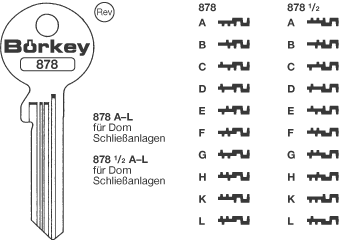 Afbeelding van Borkey 878½ B Cilindersleutel voor DOM B VSA MS