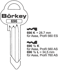 Afbeelding van Borkey 696K Cilindersleutel voor ASSA 560 ES