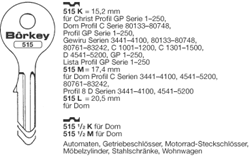 Afbeelding van Borkey 515½M Cilindersleutel voor DOM ETC.18,5