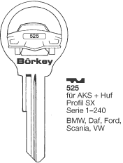 Afbeelding van Borkey 525 Cilindersleutel voor HUF SX, BMW