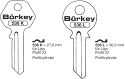Afbeelding van Borkey 536L Cilindersleutel voor LIPS 22