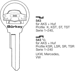 Afbeelding van Borkey 543½ Cilindersleutel voor HUF SR,MERC.