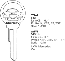 Afbeelding van Borkey 543 Cilindersleutel voor HUF ST,MERC.