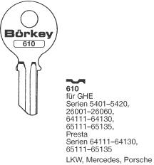 Afbeelding van Borkey 610 Cilindersleutel voor PRESTA 65000