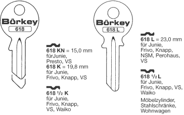 Afbeelding van Borkey 618L Cilindersleutel voor JUNIE 23 MM