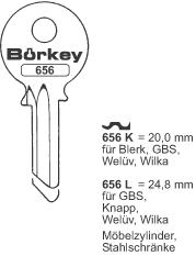 Afbeelding van Borkey 656K Cilindersleutel voor WILKA ETC.20