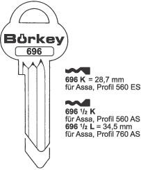 Afbeelding van Borkey 696½L Cilindersleutel voor ASSA 760 AS