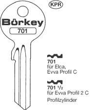 Afbeelding van Borkey 701½ Cilindersleutel voor EVVA 2C