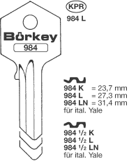 Afbeelding van Borkey 984½L Cilindersleutel voor ITAL. YALE