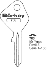 Afbeelding van Borkey 703 Cilindersleutel voor YMOS Z, OPEL