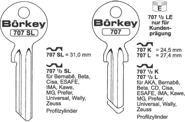 Afbeelding van Borkey 707½K Cilindersleutel voor UNIVERS. ETC