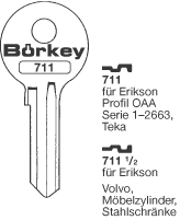 Afbeelding van Borkey 711½ Cilindersleutel voor L.M. ERIKSON