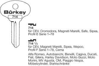 Afbeelding van Borkey 714½ Cilindersleutel voor SIPEA F,FIAT